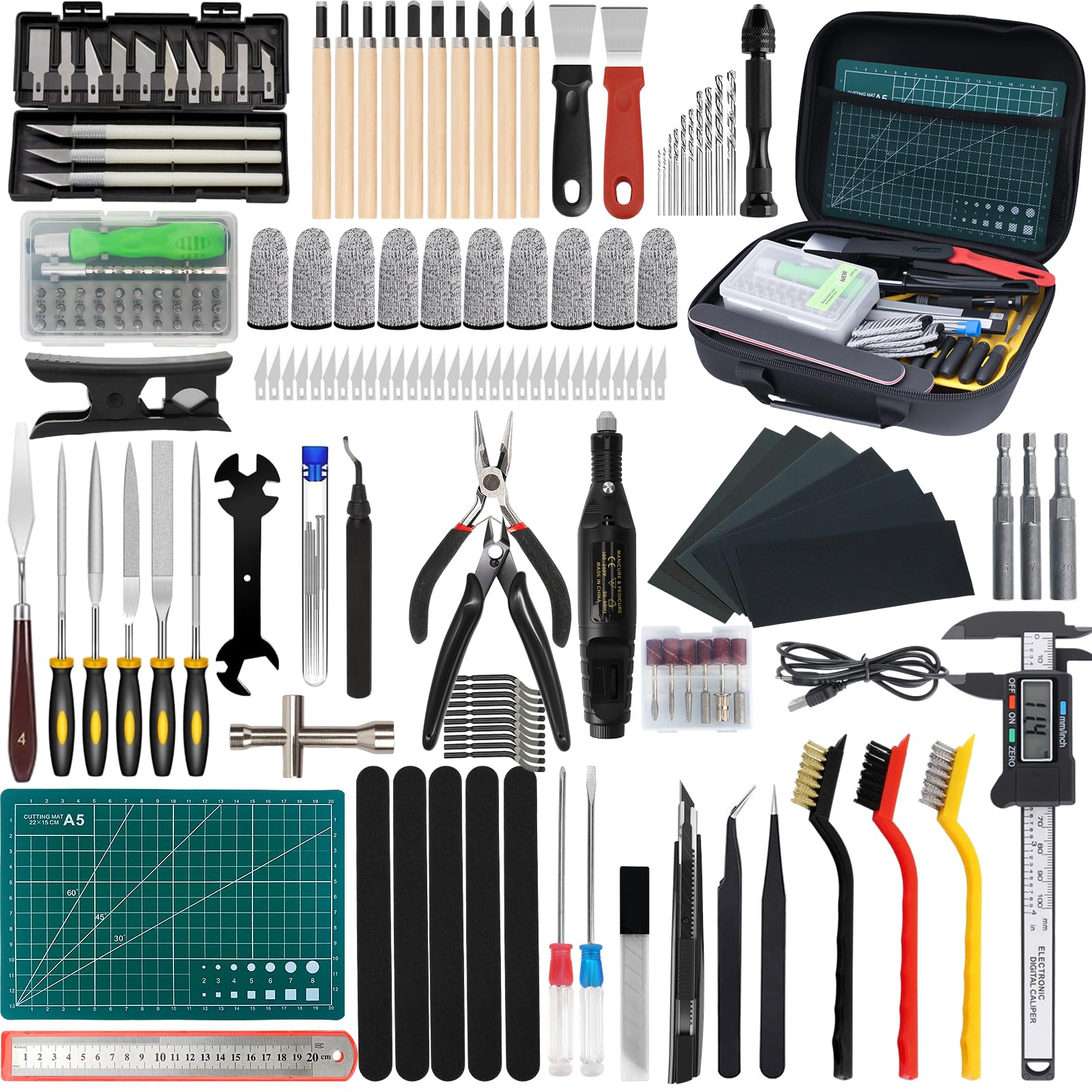 202 PCS 3D Impresora Herramientas Kit, Incluye Kit de Limpieza de Boquillas, Desbarbado, Herramientas de Extracción, Llaves, Pinzas, Alicates y más, Limpieza y Acabado de Modelos de Impresión 3D