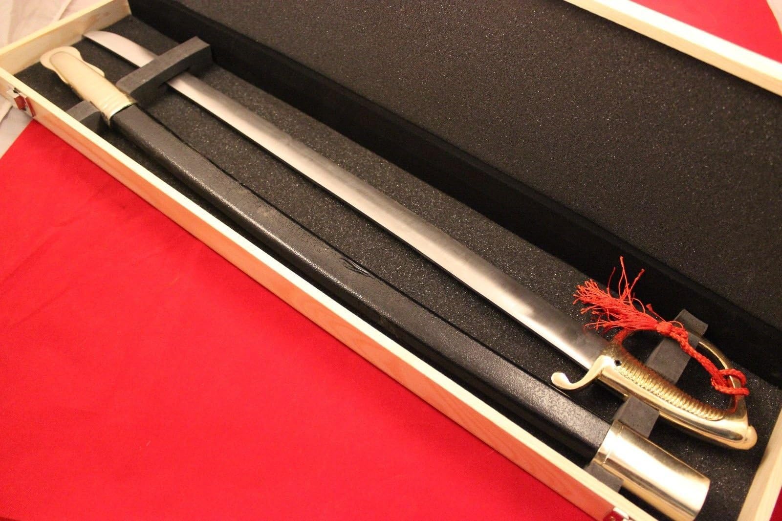 FRENCH INFANTRY NAPOLEON BRIQUETE CHAMPAGNE SABRE SWORD WINE OPNER WITH WOOD BOX