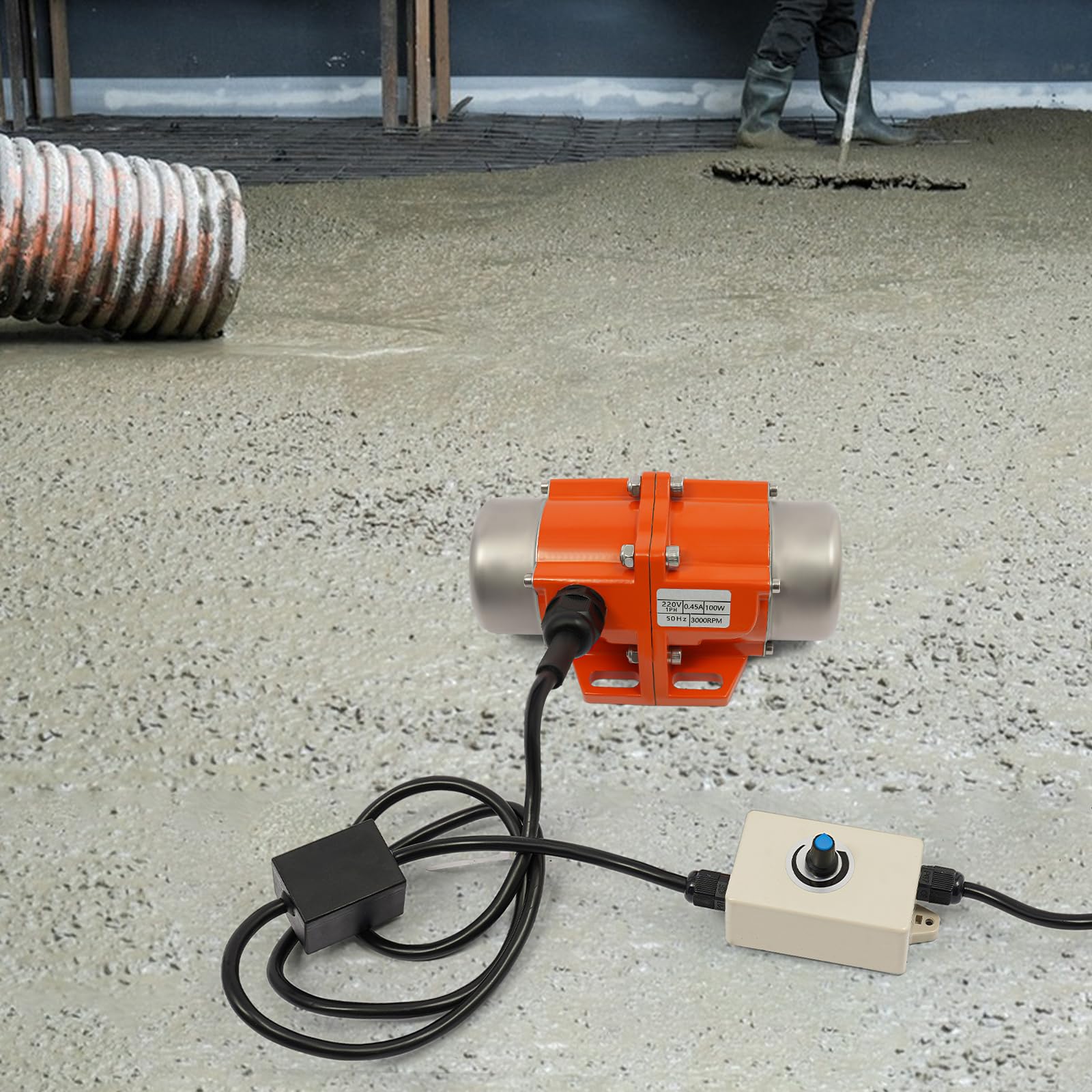 100W Vibrationsmotor mit Drehzahlregler, 1500-3000 RPM, 220V 50Hz, IP65, 1 Phase Asynchron-Vibrationsmotor, Elektrischer Rüttelmotor für Bergbau, Metallurgie, Kohle, Elektrizität, Bau (100, Watt)