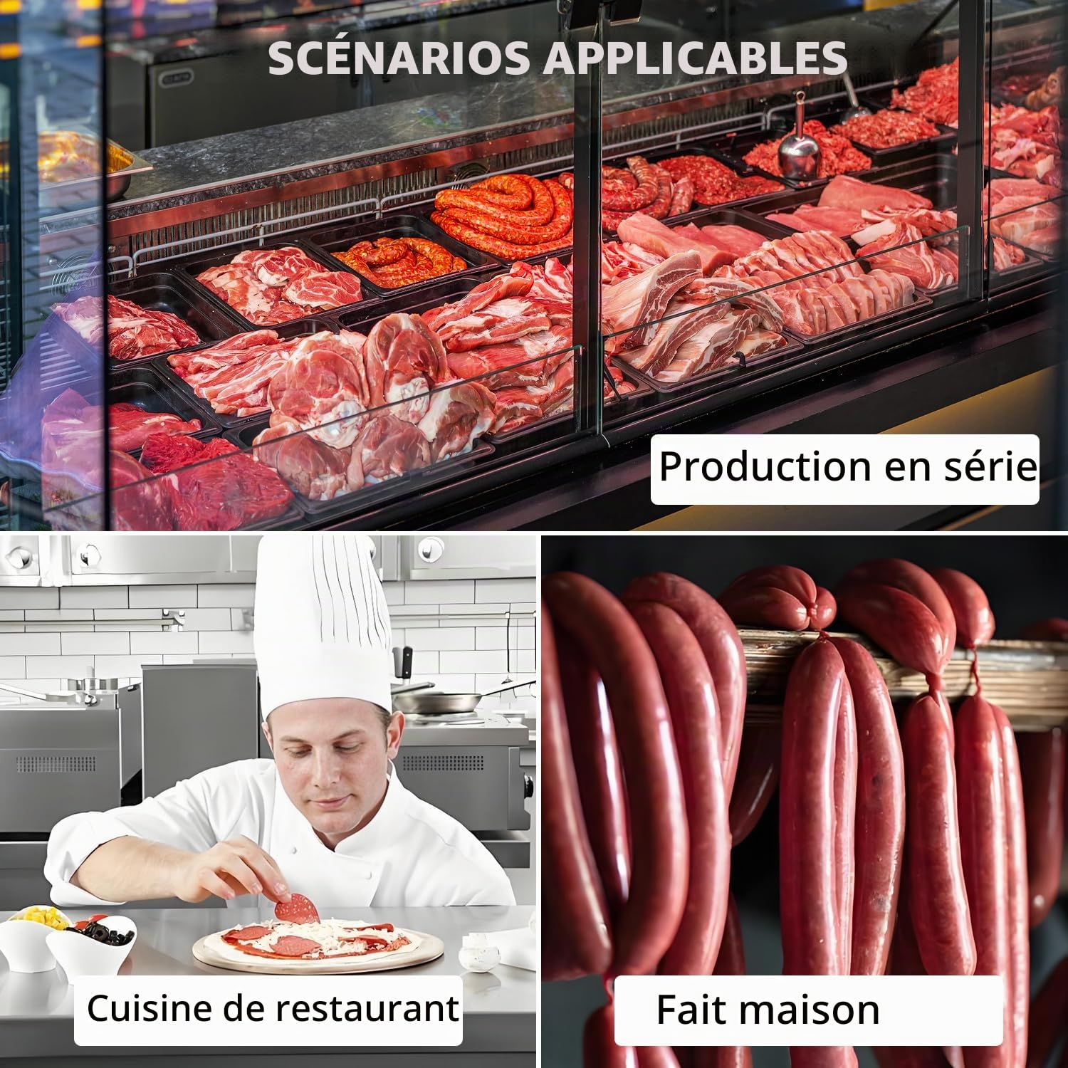 3LBS Poussoir a Saucisse, Acier Inoxydable Poussoir Saucisse Manuel, Verticale Poussoir Saucisse avec 4 Tubes de Remplissage pour Saucisses Maison