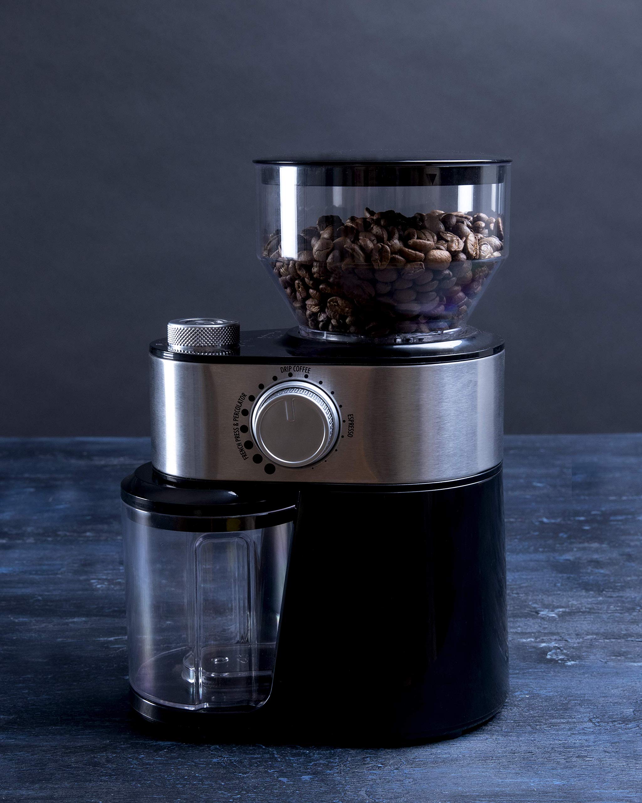 Gastronoma Cafetera automática - Cafetera con molinillo - Negro | Cafetera automática con recipiente de granos de 200 g, para 2 a 12 tazas, con indicador LED