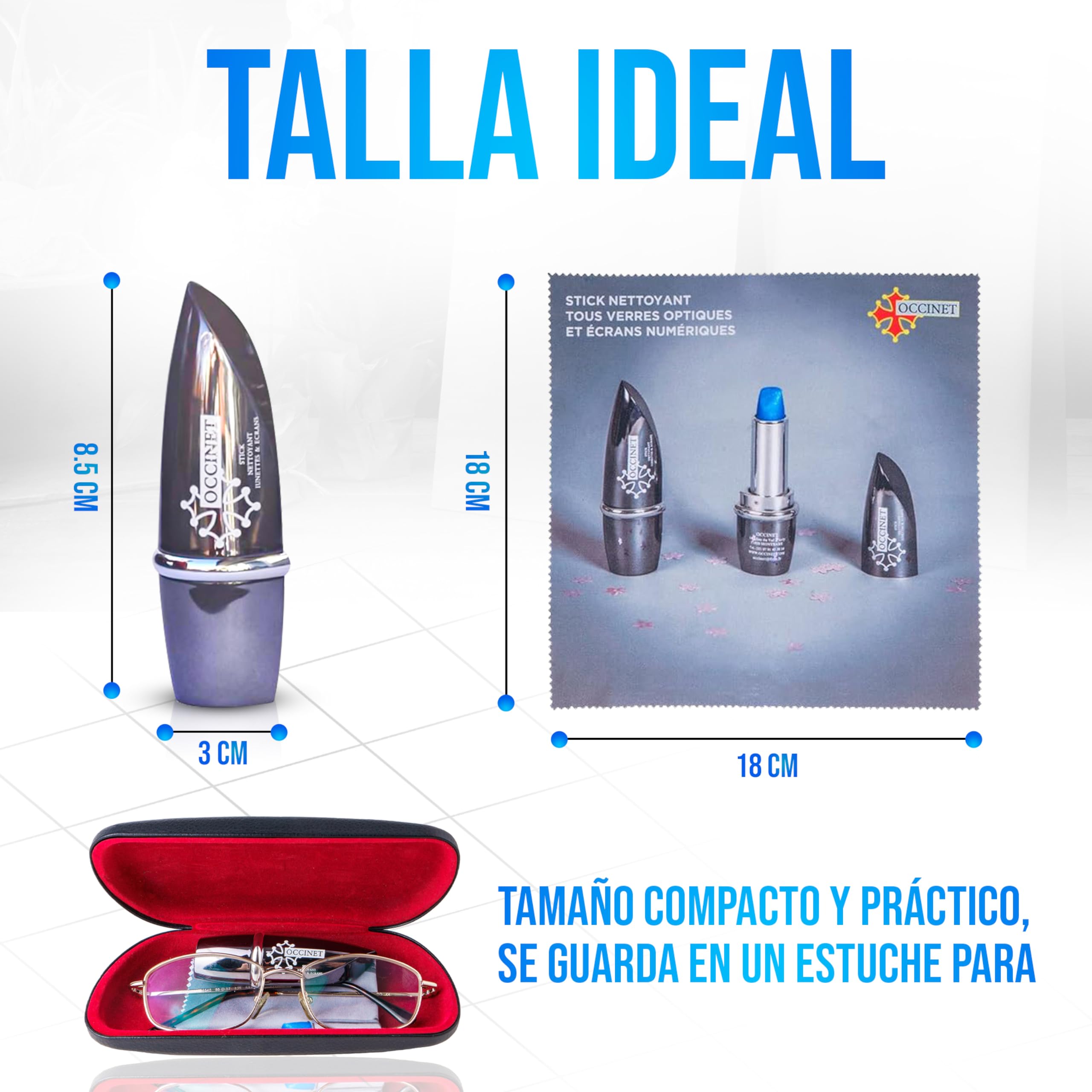 Kit Stick Limpiador de Gafas con Gamuza de Microfibra - Limpia Gafas, Lentes, Cámaras - Desengrasante, Práctico, Antivaho - Seguro para Todas Las Pantallas Gafas