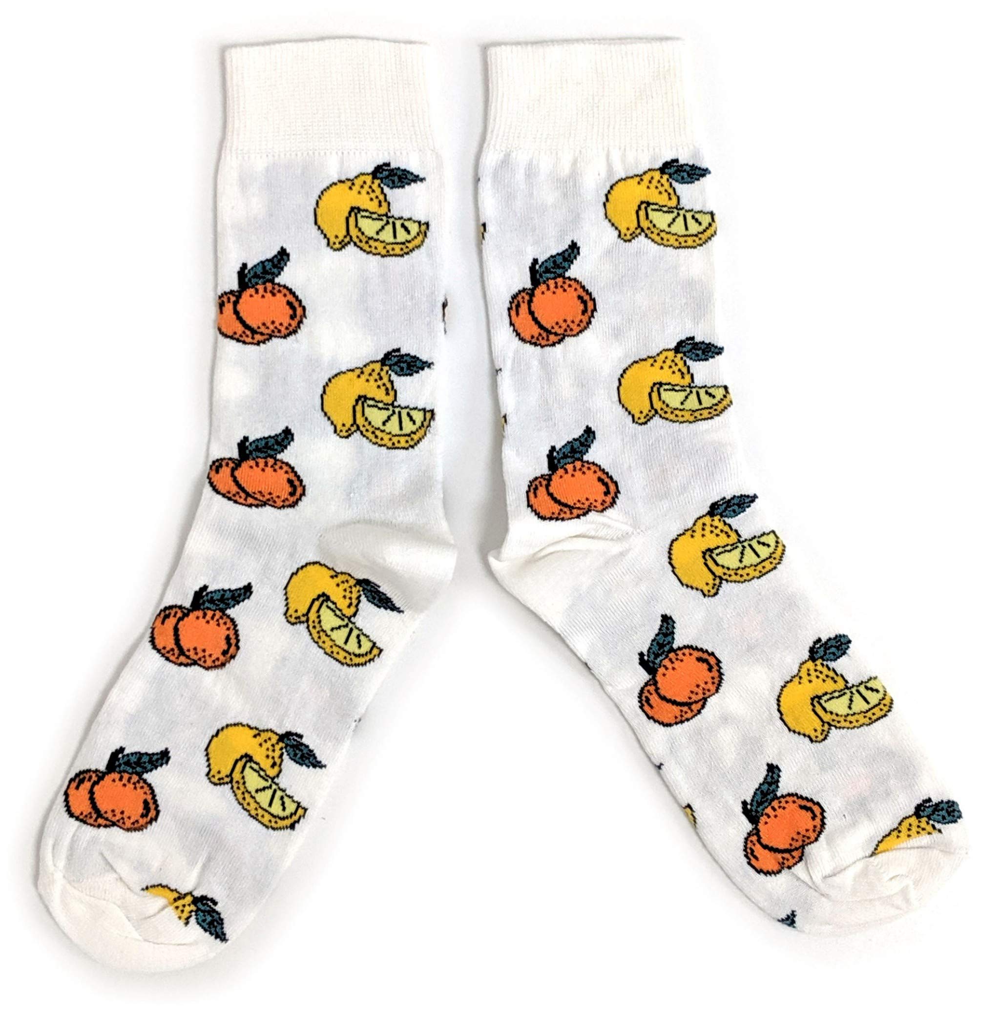 Sock Shack Men's White Oranges And Lemons Fruity Socks Uk 6-11 / Eur 39-45/ Usa 7-12