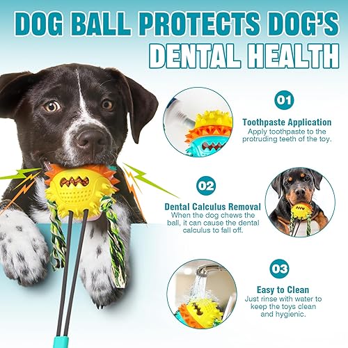 Miniatura 5 de Juguetes para perros para masticadores agresivos, rompecabezas indestructible, estimulante, juguete para masticar, con ventosa, tira y afloja,