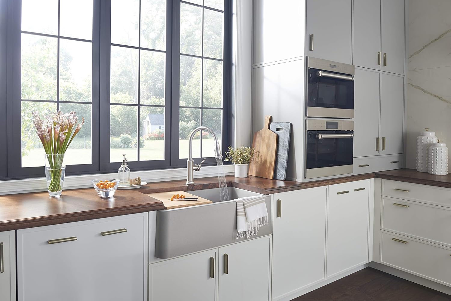 BLANCO, Concrete Gray 402320 IKON SILGRANIT Apron-Front Farmhouse Kitchen Sink, 30" X 19"