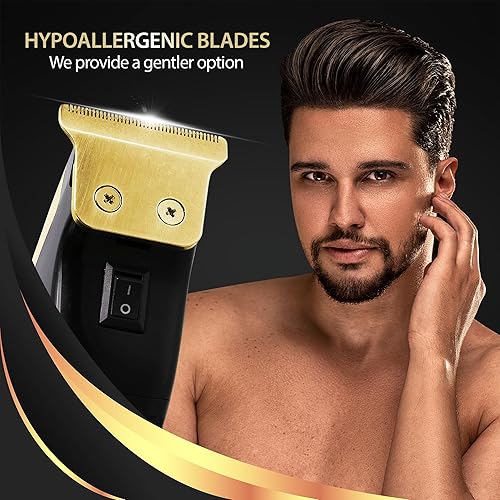 Miniatura 2 de Cutting Edge Recortadora de batería para hombres, hipoalergénica, compacta, con 3 peines guía (0.118 in, 0.236 in, 0.394 in), cuchillas