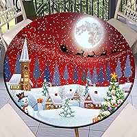 Vista 47 de Round Fitted Tablecloth with Elastic Outdoor Table Cover Round Elastic Tablecloths for Tables Waterproof Wipeable Table Cloths for