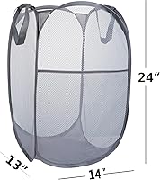 Vista 7 de Paquete de 2 cestas de malla para lavandería, cesto de ropa plegable emergente con mango duradero, fácil de abrir y plegar para residencia