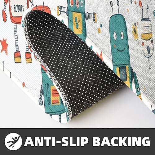 Miniatura 6 de Antifatigue Kitchen Mats for Floor 2 Piece - Cute Colorful Robot Print Kitchen Rugs Washable, Non Slip Runner Rug Standing Mat for