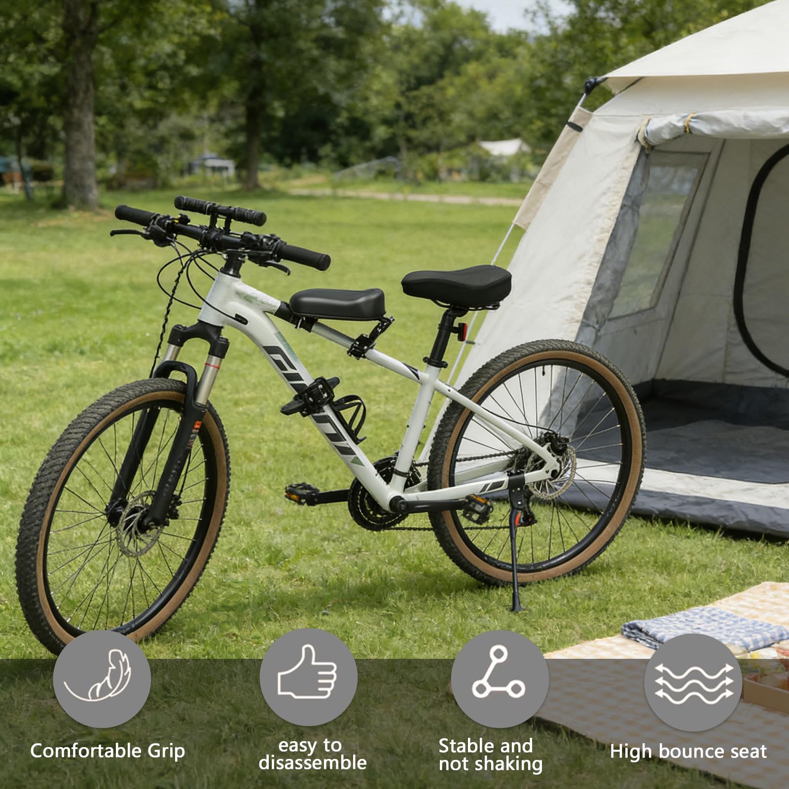 kinderzitje voor mountainbike Mountain Bike Child Seat Front Mounted Bicycle Saddle Mountain Bike Child Seat Front Child Seat Bicycle Seat for Children Removable Children's Bicycle Seat with Handlebar Pedal for Children 2-5 Years Farbe:Nachtblau Color_Blue/Green fahrradhelme lazer Fahrradhelm Lazer