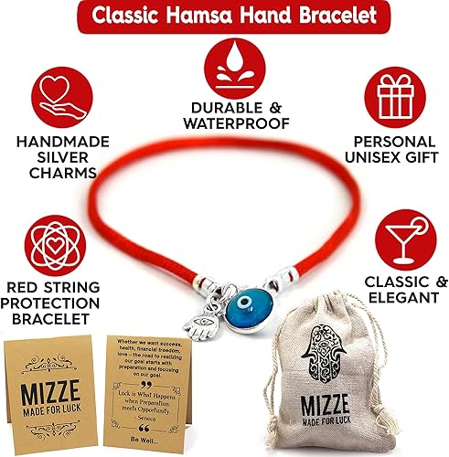 Miniatura 2 de Turkish Blue Evil Eye & Hamsa Hand Bracelet - Men's Red String - Lucky Protection & Friendship Jewelry - Gift for Men, Dad, Husband, Brother,