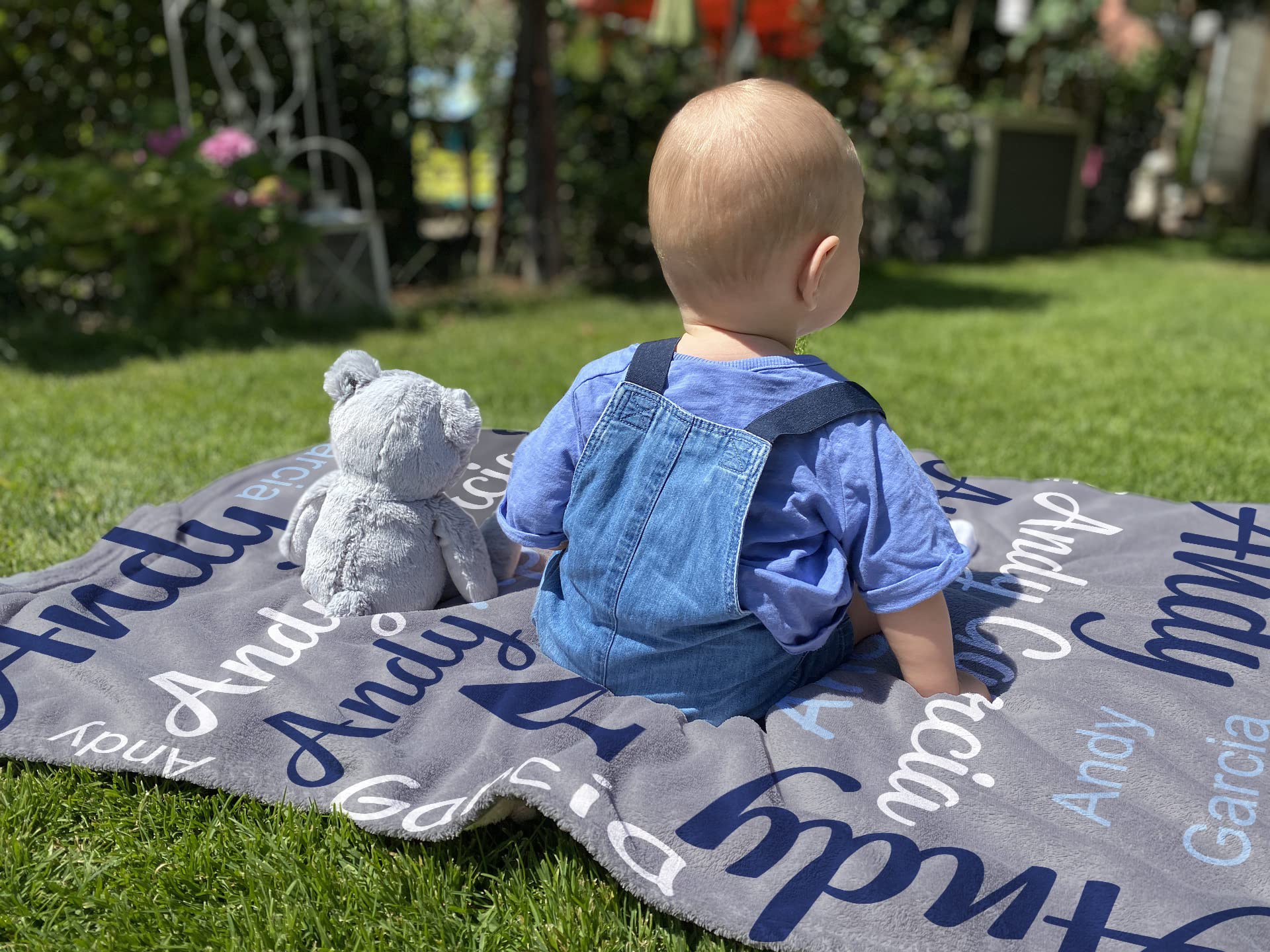 Yoke Style Personalized Baby Blankets for Baby Girls/Boys, Custom Name Swaddle Blanket, Baby Boy Girl Gifts for Newborn, Toddler, Kids on Baby Shower, Birthday