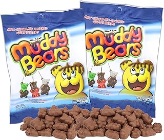 Muddy Bears Milk Chocolate Covered Gummies, Assorted Fruit Flavors, Candy Dessert Toppings, 5 Ounces (Pack of 2)