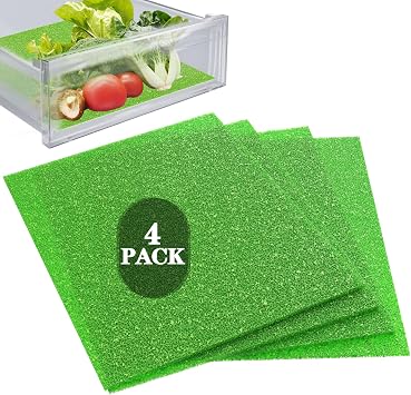 4 Pcs Refrigerator Drawer Liners for Fruit and Vegetables Fresher Life Extender,Refrigerator Organizers and Storage, Fridge Shelf Liners12"x15"