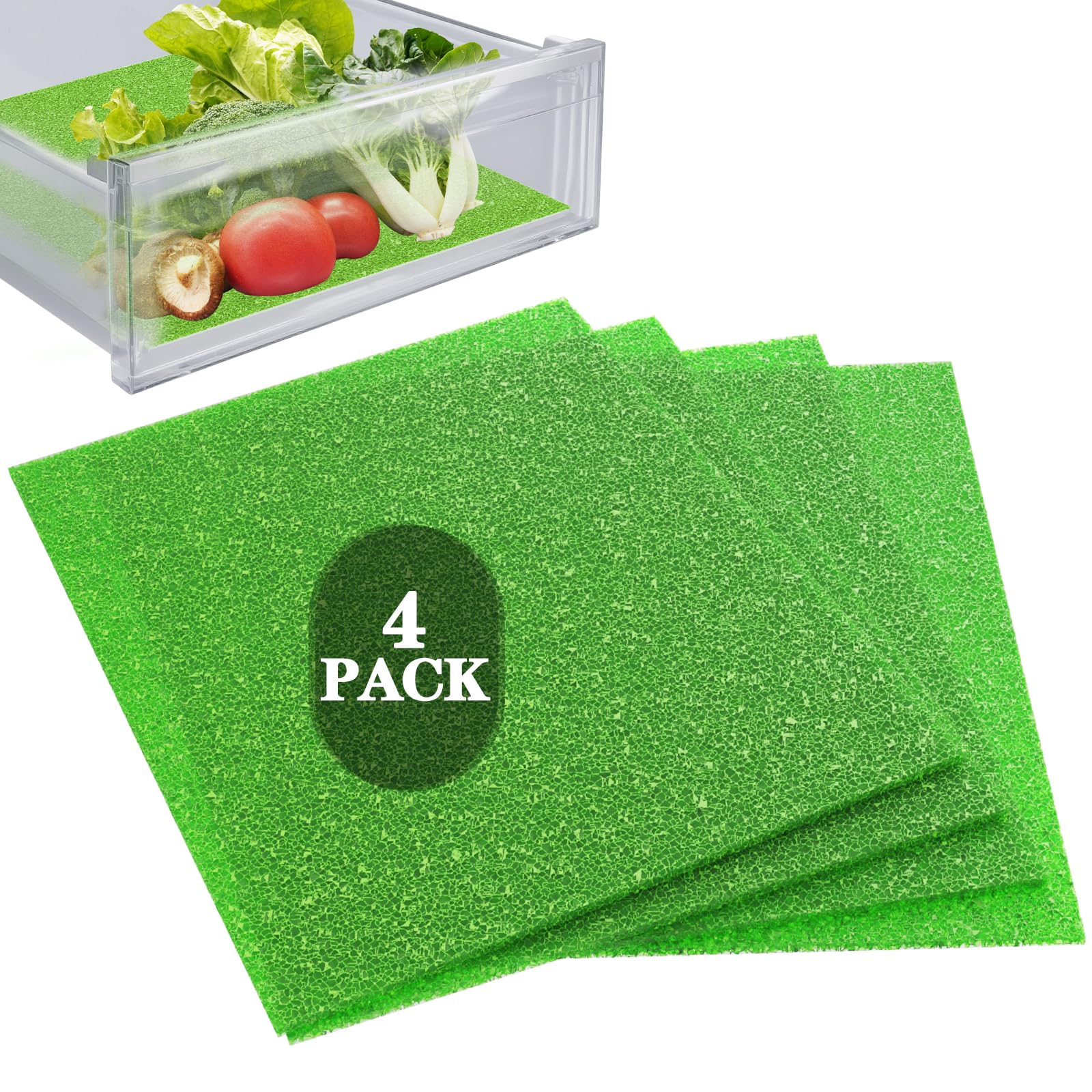 MAXTBEE 4 Pcs Refrigerator Drawer Liners for Fruit and Vegetables Fresher Life Extender,Refrigerator Organizers and Storage, Fridge Shelf Liners(12"x15")
