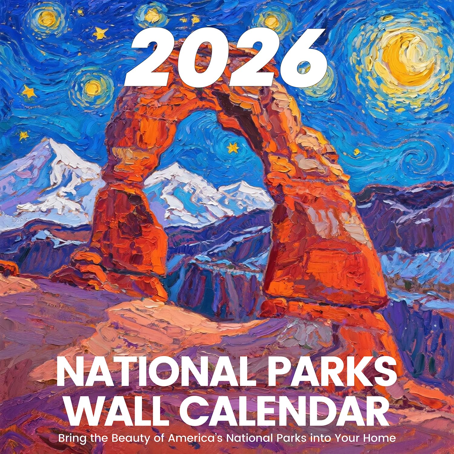 National Parks Calendar 2026 – Artistic Oil Painting Style Monthly Wall Calendar 12-Month Scenic Art Wall Calendar, 12" x 12", Perfect National Park