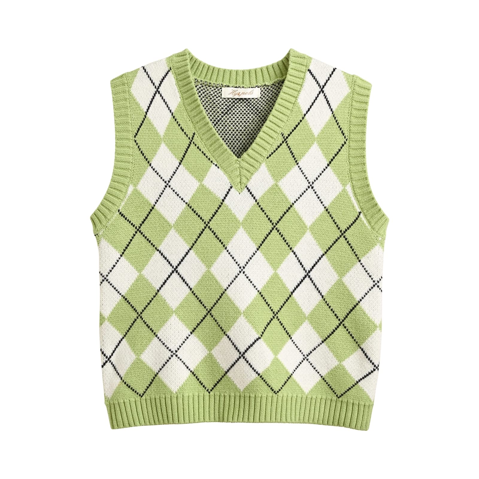 Women's Sweater Vest,Y2K Sleeveless Pattern Preppy Style Knitted Crop Tank Top for Girl