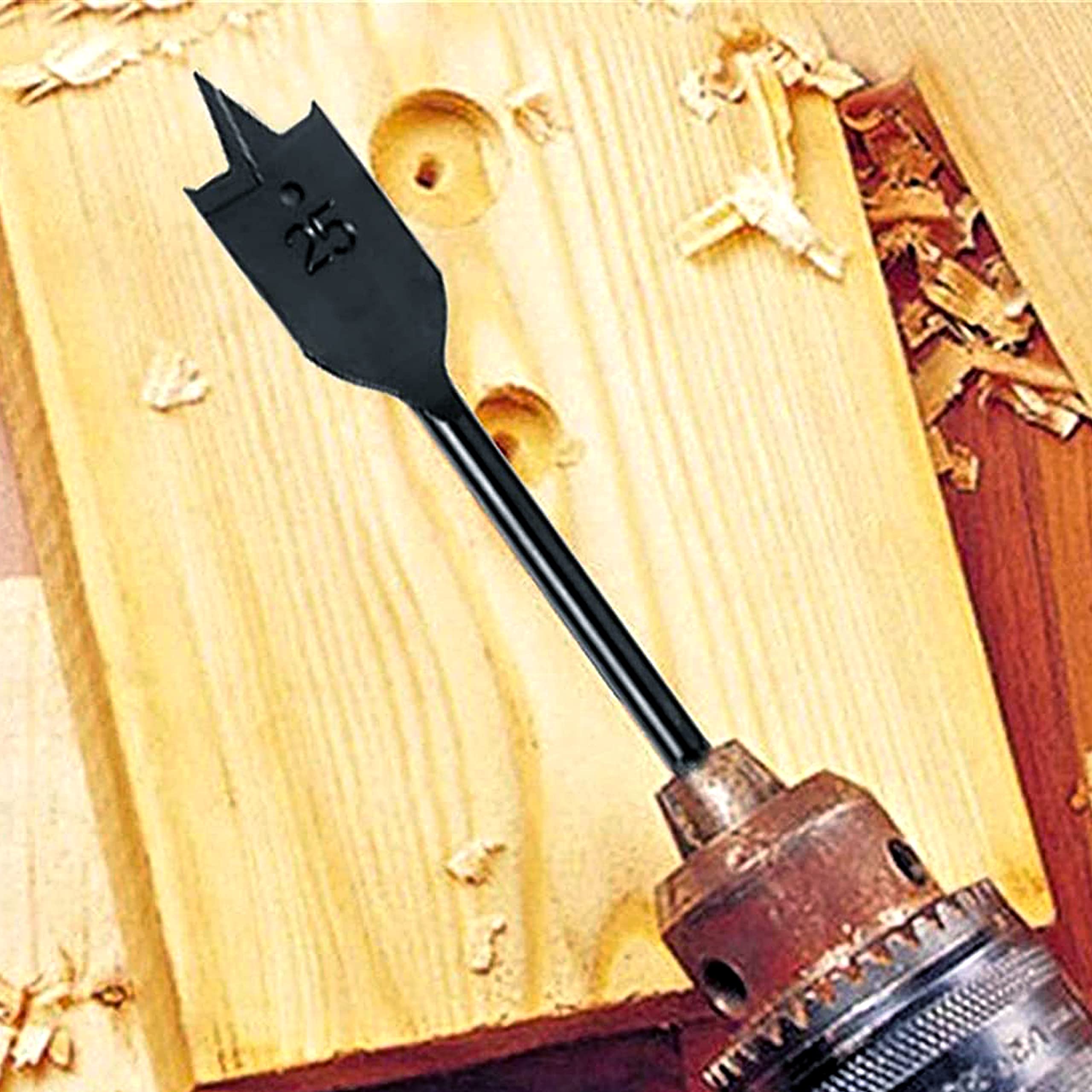 Set di punte per trapano Pro Spade, rivestimento nero, acciaio al carbonio di alta qualità, punte piatte per la lavorazione del legno, punte assortite da 1/4" a 1-1/2" con custodia