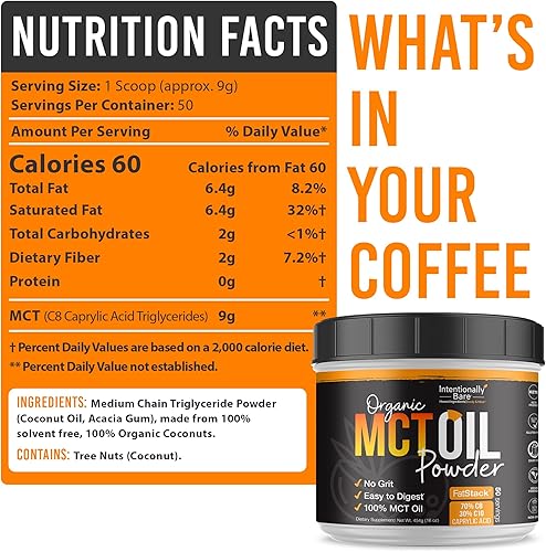 Miniatura 6 de Aceite orgánico MCT en polvo cero carbohidratos netos fórmula sin grano Keto - Paleo apto para veganos 70 C8 30 C10 excelente en batidos batidos y