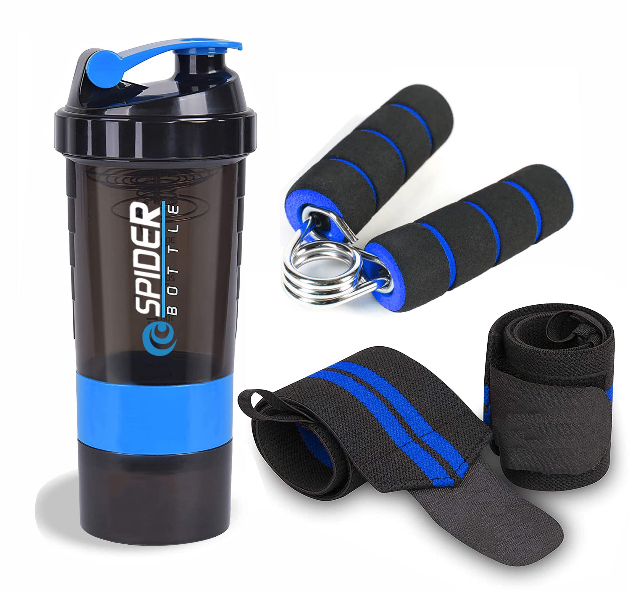 TRUE INDIAN Gym Shaker With Wrist Band And Hand gripper Gripper For Gym. (Pack of 3) (BLUE) (B0BTDFS8DD) Amazon Price History, Amazon Price Tracker
