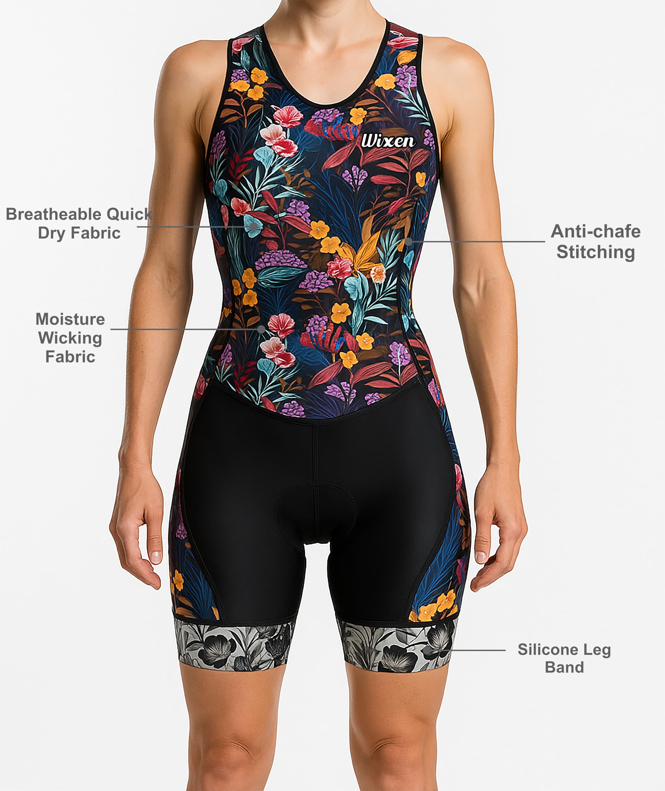 Damen Triathlon Trisuit Blau Ärmellos Racerback Bodysuit Solid Schnelltrocknend