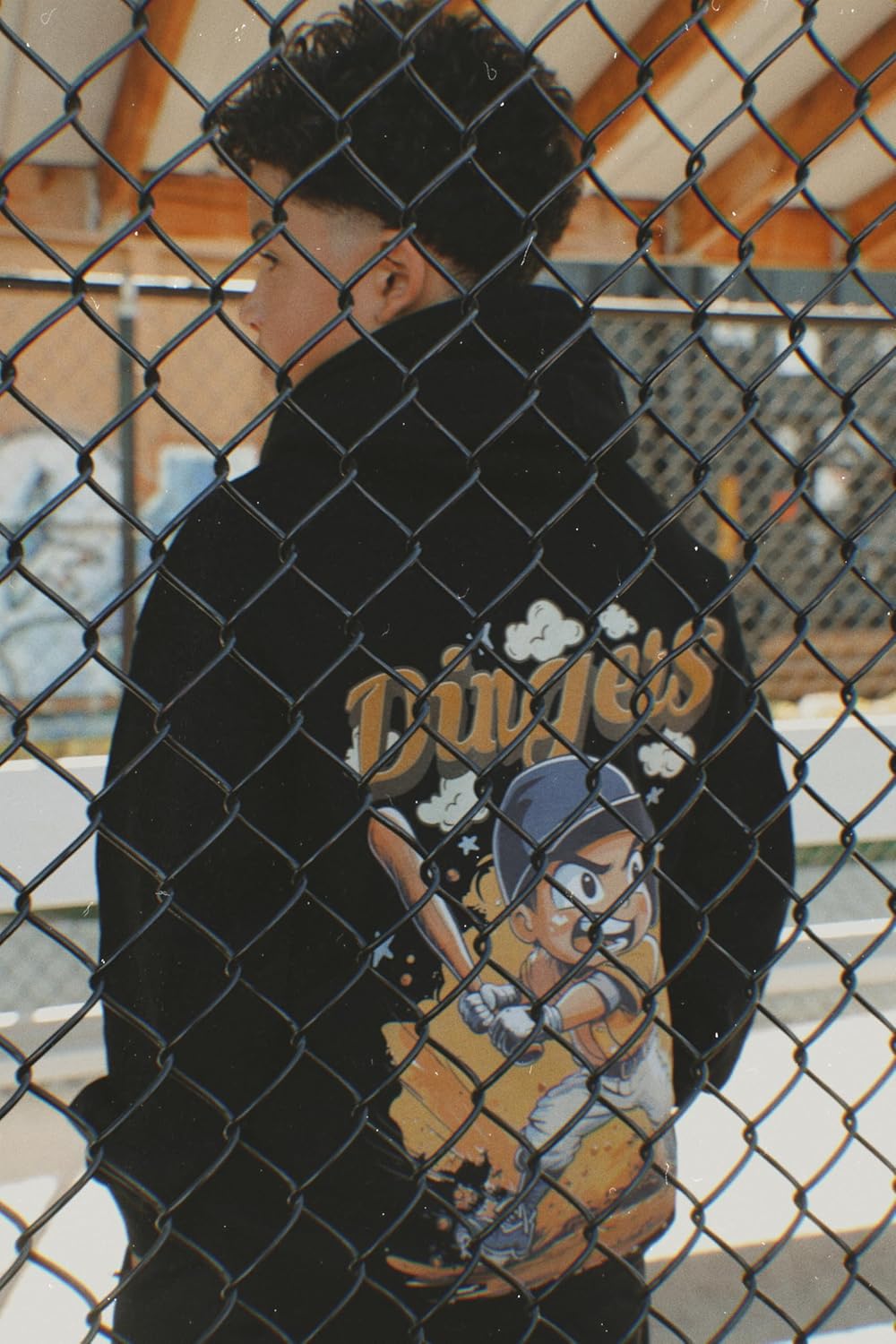 Dingers Baseball Hoodie Boys – Cozy Anime Graphic Oversized Sweatshirt for Baseball Players | Black | 8-14yrs