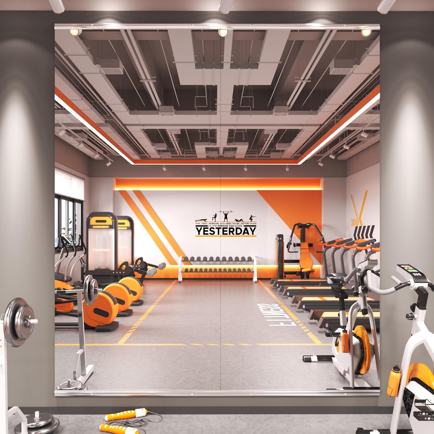 Amorho 79''x36''(Each)-2PCS Gym Mirror, Tempered Glass, Frameless Full Body Mirror for Home, Yoga Studios, Dance Rooms, Garage Gyms.