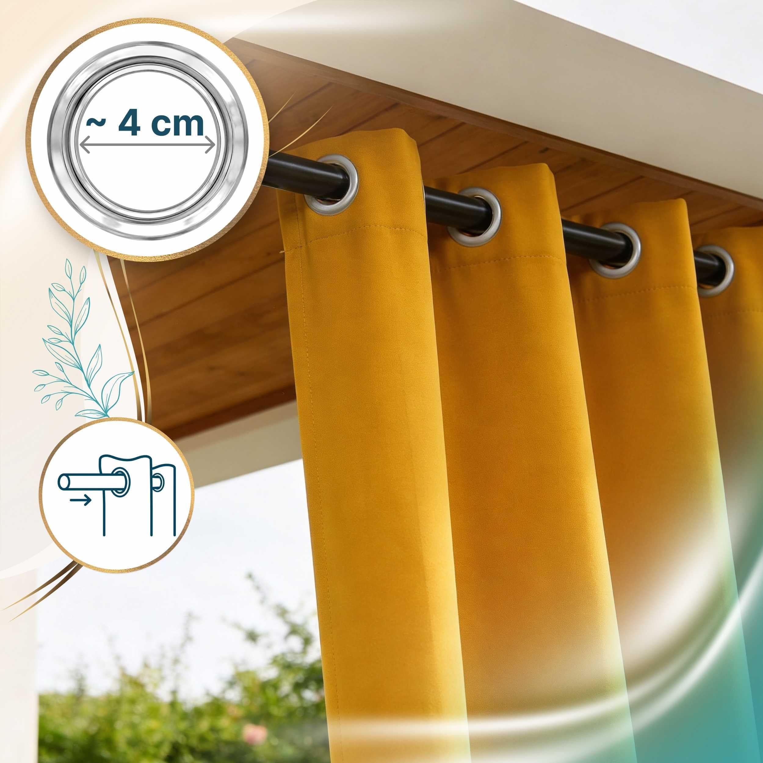 Outdoor Vorhang Grün 155x260 cm UV-beständig farbecht XXL | Polyester Oxford 500D wetterfest UV-Schutz · bodenlange 260 cm · für Pergola, Pavillon, Veranda, Pool, Patio