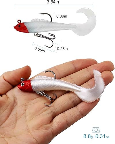 Miniatura 3 de Señuelos para Bass Jig Head Soft Swimbait, paquete de 6 cebo de plástico de 6 colores para pesca de agua salada/agua dulce