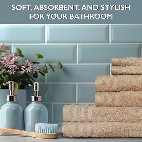 Vista 64 de Nine West Juego de toallas de 6 piezas, 100% algodón turco, secado rápido, altamente absorbente y cómodo, incluye 2 toallas de baño, 2 toallas