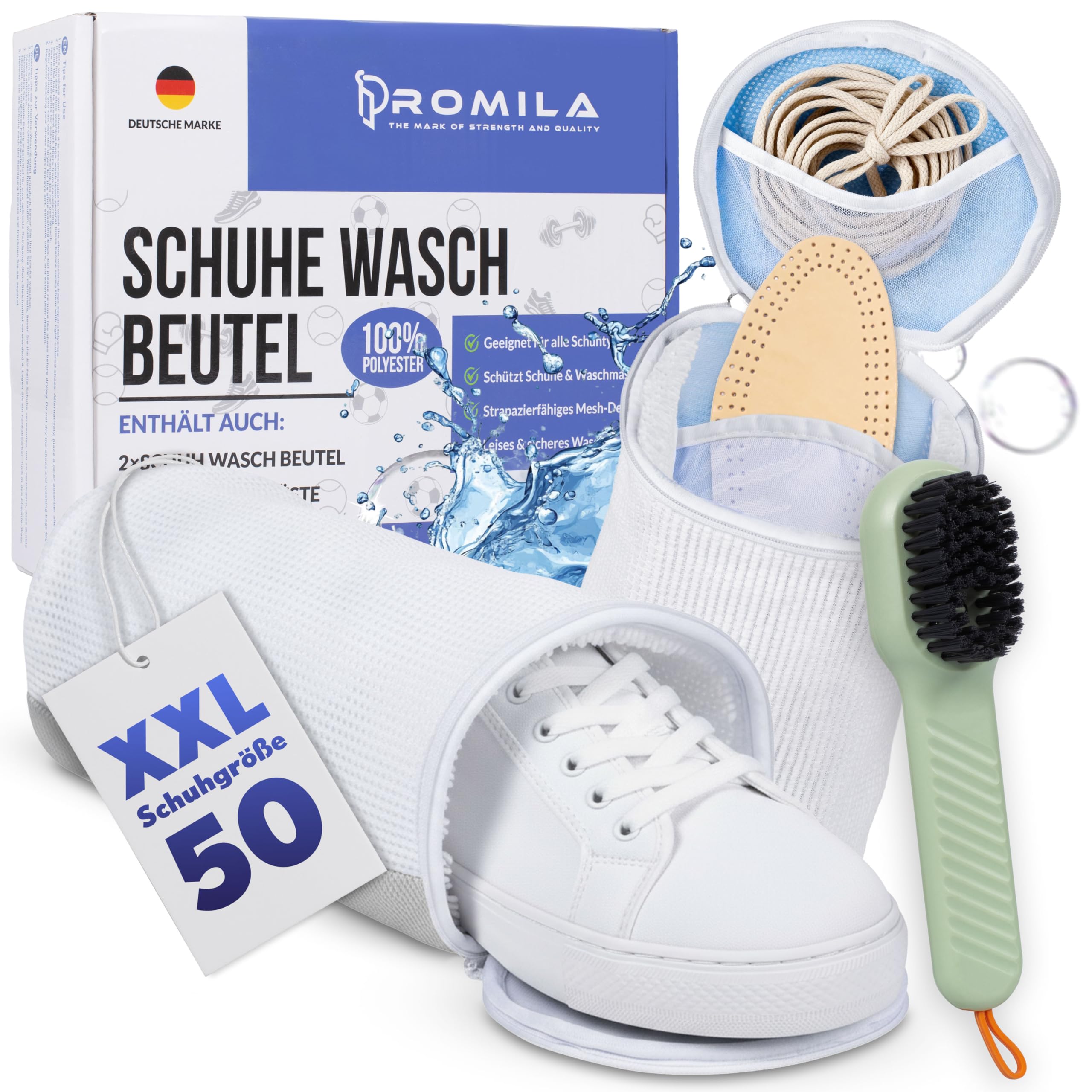 PROMILA Schuhwaschbeutel waschmaschine - Leise Reinigung, Top-Qualität für Ihre Schuhe (2XXL)