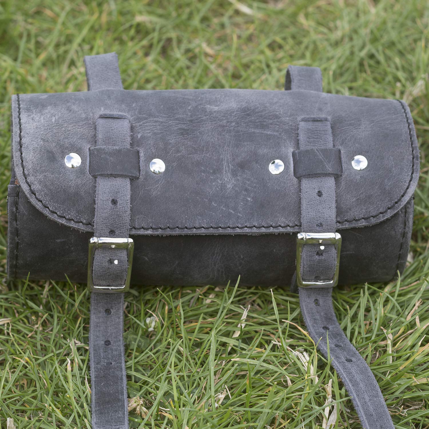 London CraftworkTool Bag Real Leather Vintage Retro for Bike Bicycle Saddle Bag RAW Black Graphite