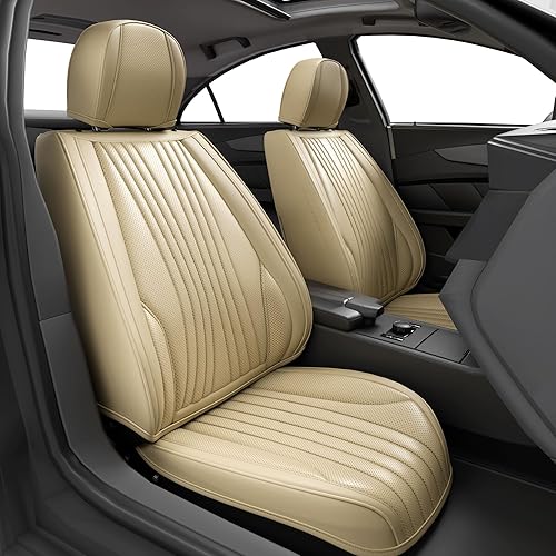 FEELON 2 Piezas Fundas para Asientos Delanteros LB, Fundas Protectoras Impermeables de Cuero Nappa para Asientos Delanteros de Auto, Ajuste