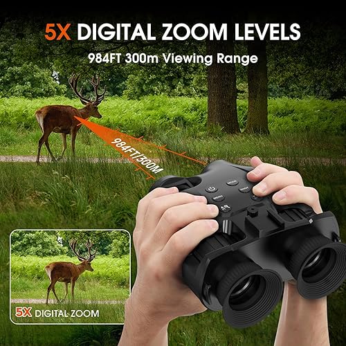 Miniatura 10 de Gafas de visión nocturna, prismáticos de visión nocturna infrarroja para adultos, pantalla de 2.4 pulgadas, visión nocturna de caza con tarjeta TF