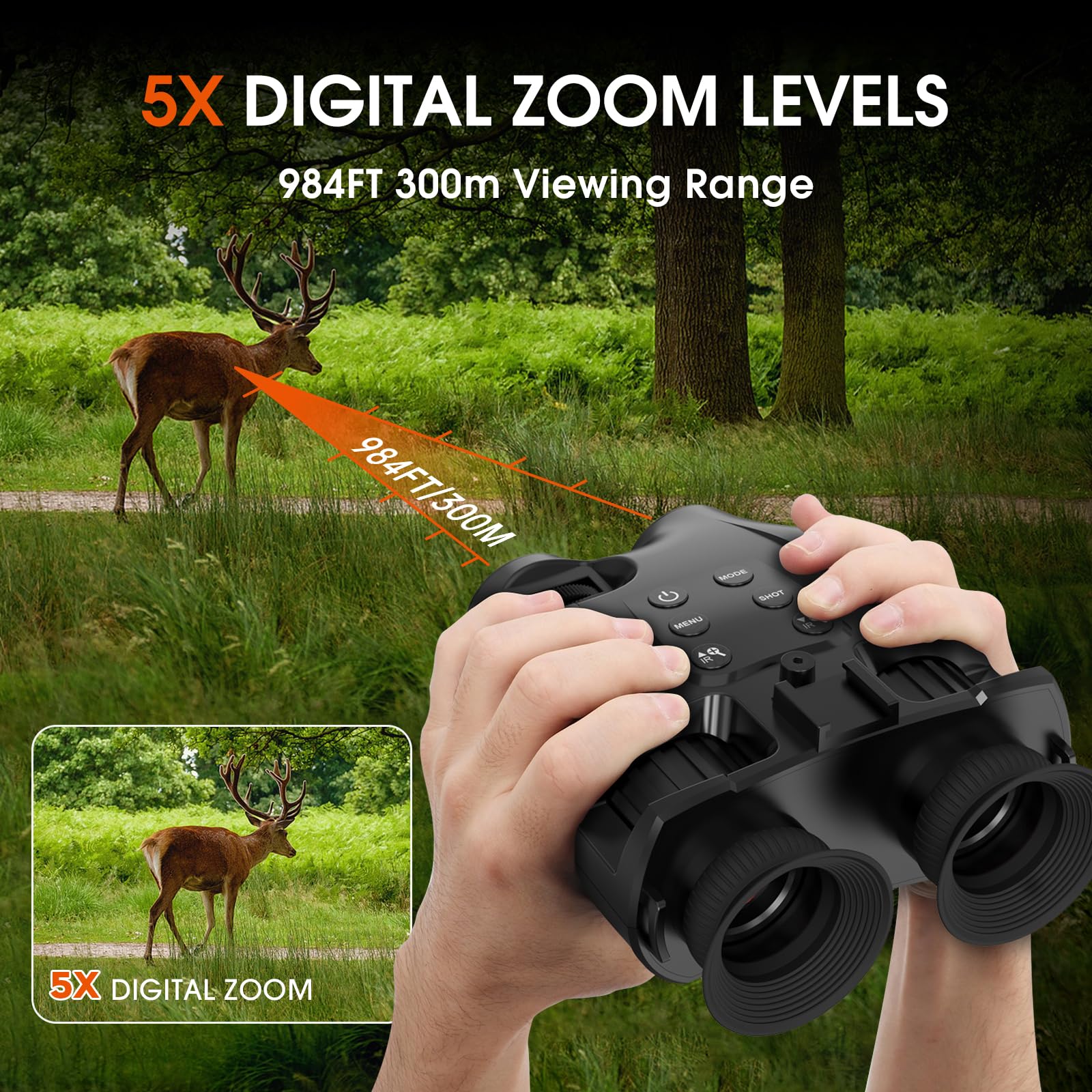 Gafas de Visión Nocturna, Binoculares de Visión Nocturna para Adultos, Gafas de Visión Nocturna Recargables por USB con Tarjeta TF de 32GB para Fotos y Videos, Caza al Aire Libre
