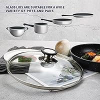 Vista 4 de Tapa de vidrio templado de 8 pulgadas con orificio de ventilación de vapor, olla universal transparente de repuesto con perilla de soporte, borde