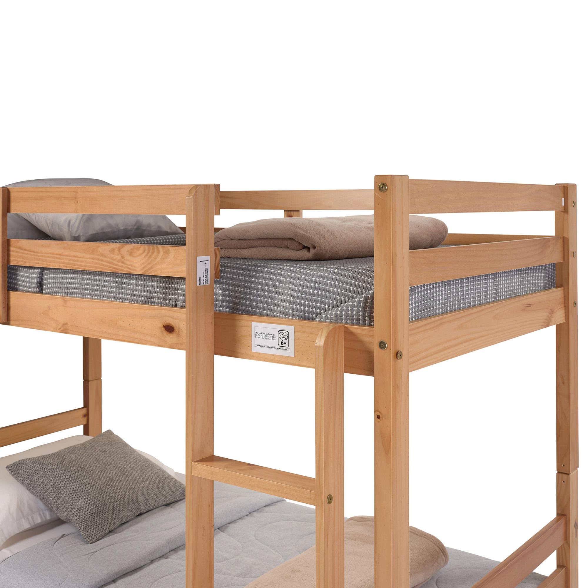 Buyqualia - Litera de Madera Color Miel Roble 154x104x199 cm | Cama Doble Compacta con Diseño Clásico para Niños y Adultos | Estructura Resistente de Pino