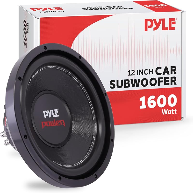 12" Car Audio Speaker Subwoofer - 1600W High Power Bass Surround Sound Stereo Subwoofer Speaker System, Non-Press Paper Cone, 90 dB, 40 Ohm, 60 oz Magnet, 2'' 4 Layer Voice Coil, Black - PLPW12D