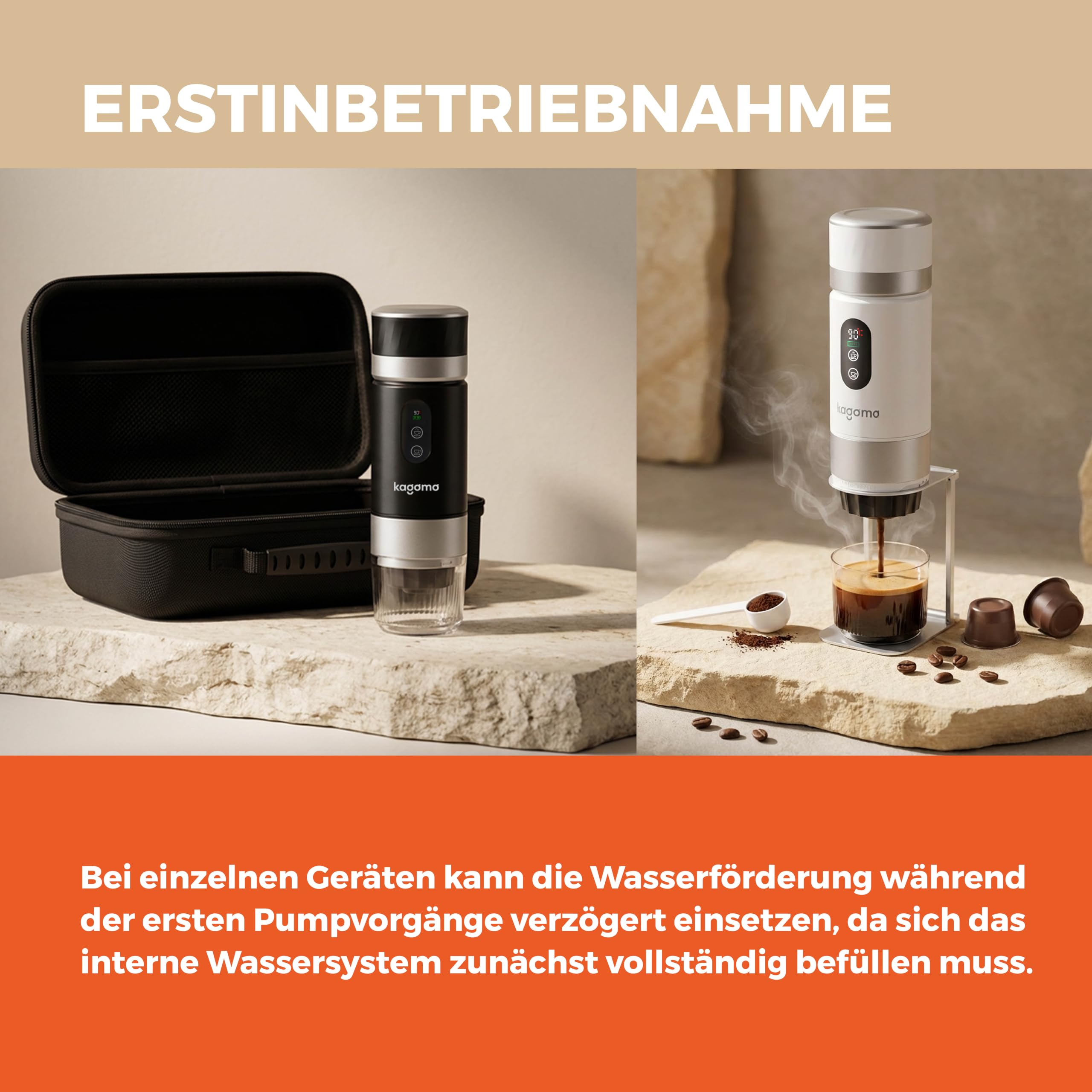 kagomo One Tragbare Espressomaschine mit Akku 20 Bar USB-C Mobile Kaffeemaschine für unterwegs Auto Camping