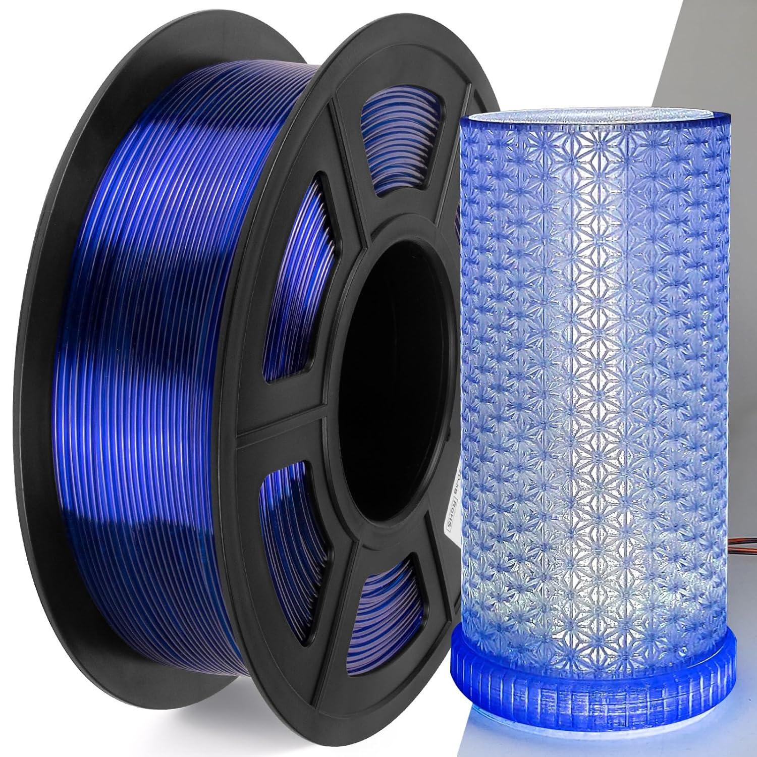 IEMAI Clear PETG Filament 1.75mm 1kg, Crystal Transparent Blue 3D Printer Filament Up to 600mm/s Printing, Tough & Durable for Lampshade, Creative DIY & Home Decor