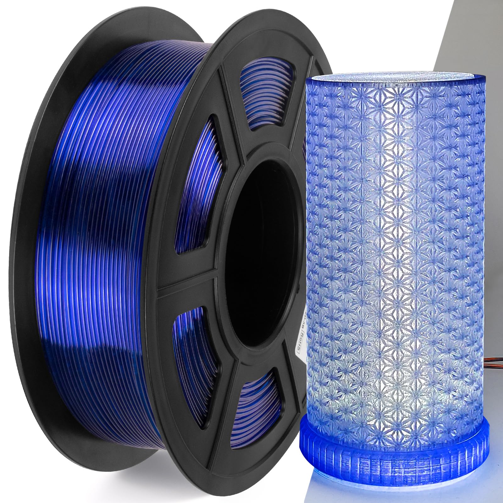 IEMAI Clear PETG Filament 1.75mm 1kg, Crystal Transparent Blue 3D Printer Filament Up to 600mm/s Printing, Tough & Durable for Lampshade, Creative DIY