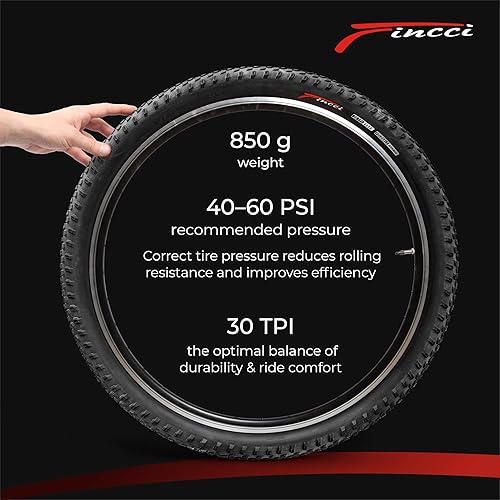 Miniatura 6 de Fincci MARUDO Par de neumáticos de bicicleta de 29 x 2.10 pulgadas 52-622 neumáticos plegables con protección antipinchazos de 0.039 in para