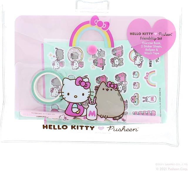 Pusheen Hello Kitty x Friendship Set | Stationery Set | Back to School Stationery Supplies | School Supplies | Gifts for Girls and Boys
