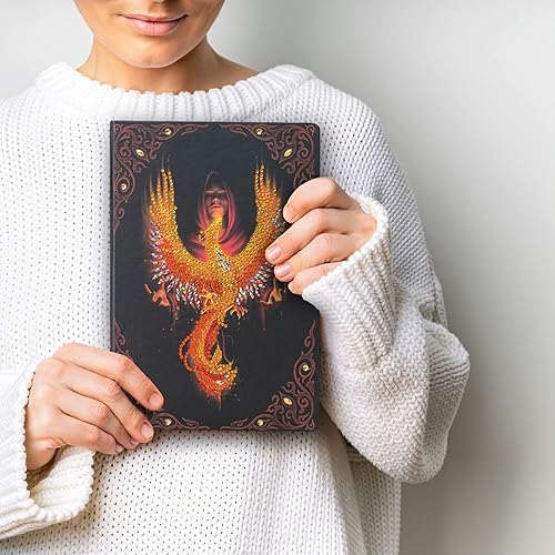 Miniatura 4 de Crystal Art Cuaderno de pintura con diamantes, kit de cuaderno Phoenix Rising, crea una cubierta brillante para cuaderno con cristales, para edades
