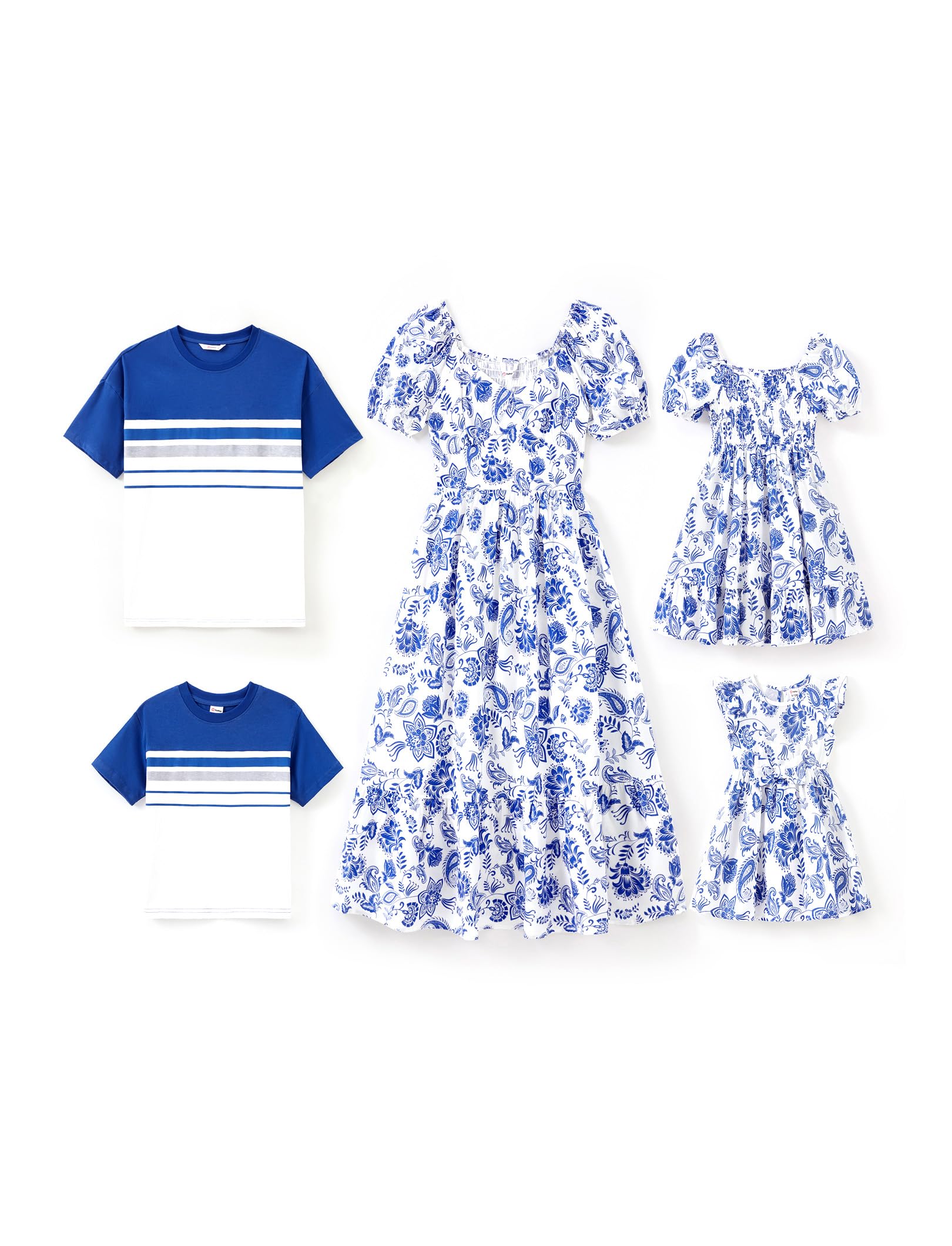 PATPAT Family Matching Summer Outfits, Mommy and Me Matching Shirts Dresses Paisley Print Matching Dresses for Family