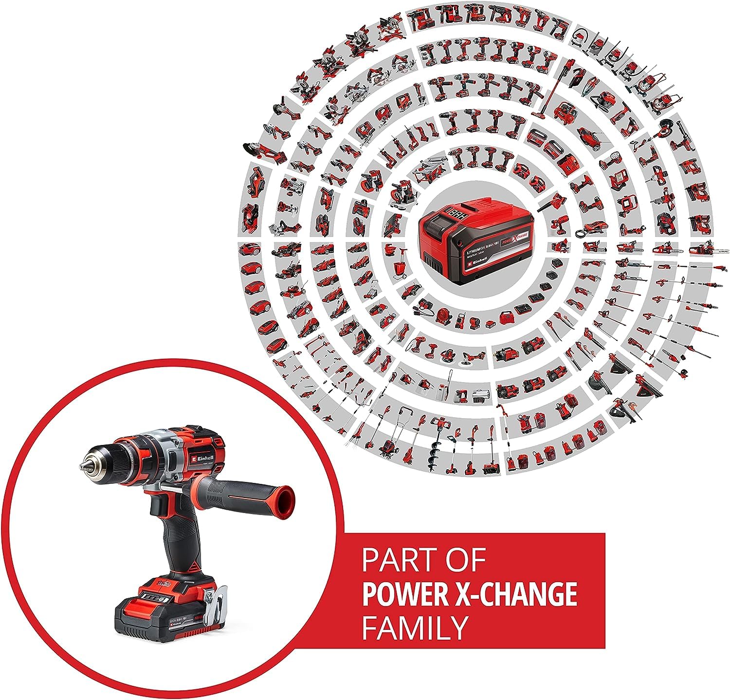 Einhell Atornillador inalámbrico TE-CD 18 Li-i Brushless Power X-Change (con función de impacto, Li-Ion, 18 V, 2 velocidades, 60 Nm, luz LED, maletín, incl. 2 baterías de 2,0 Ah y cargador)