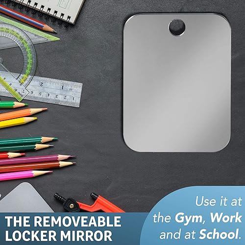 Miniatura 6 de Espejo de casillero para escuela, oficina, trabajo, con gancho adhesivo para colgar, irrompible, 6 x 4 pulgadas