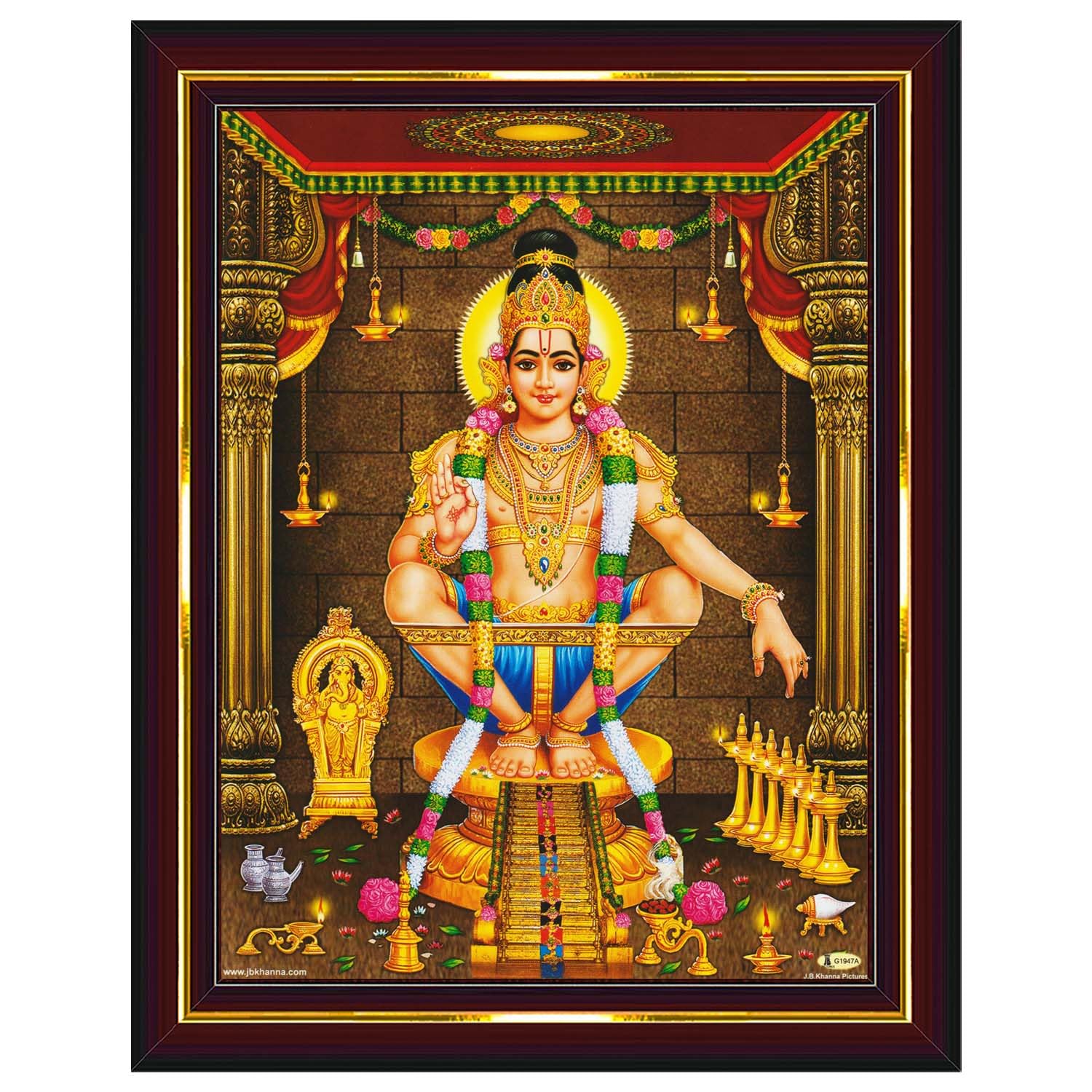 Pavan Photo Laminations Lord Ayyappa Swamy Ayyappan Iyyappan Wall Painting Framed Home Decor (Wood,Matte,Brown,Small Size,6 x 8 Inch) B1083S-image-42