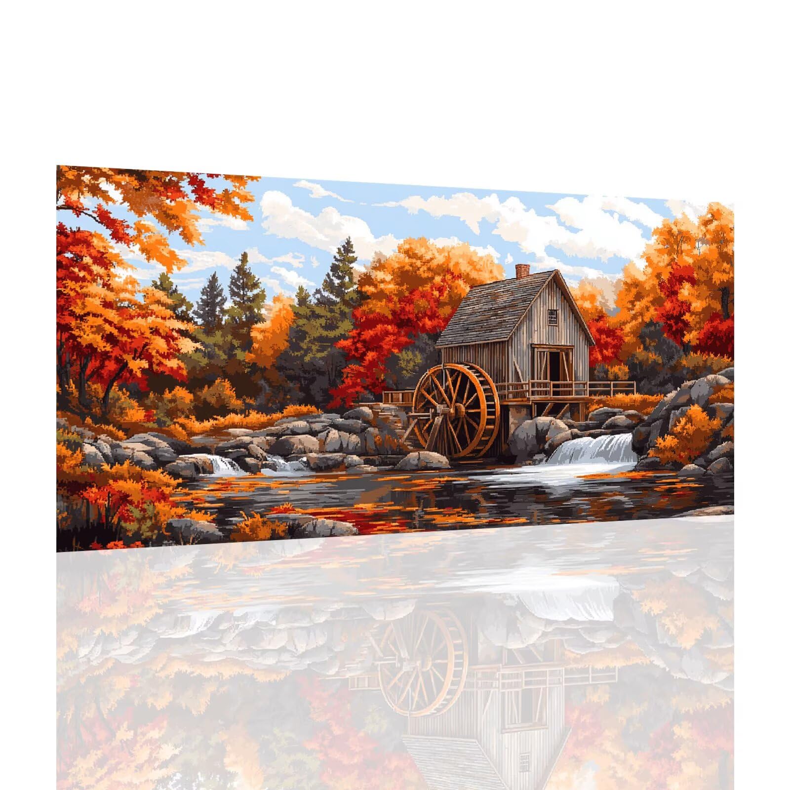 Herbst Diamond Painting Neuheiten 2025, 5D Diamant Painting Bilder Landschaft Muster Runder Vollbohrer Diamanten Malerei Erwachsene Mosaik Bastelnset für Zimmer Deko Aesthetic 80x160cm, Y1006Z