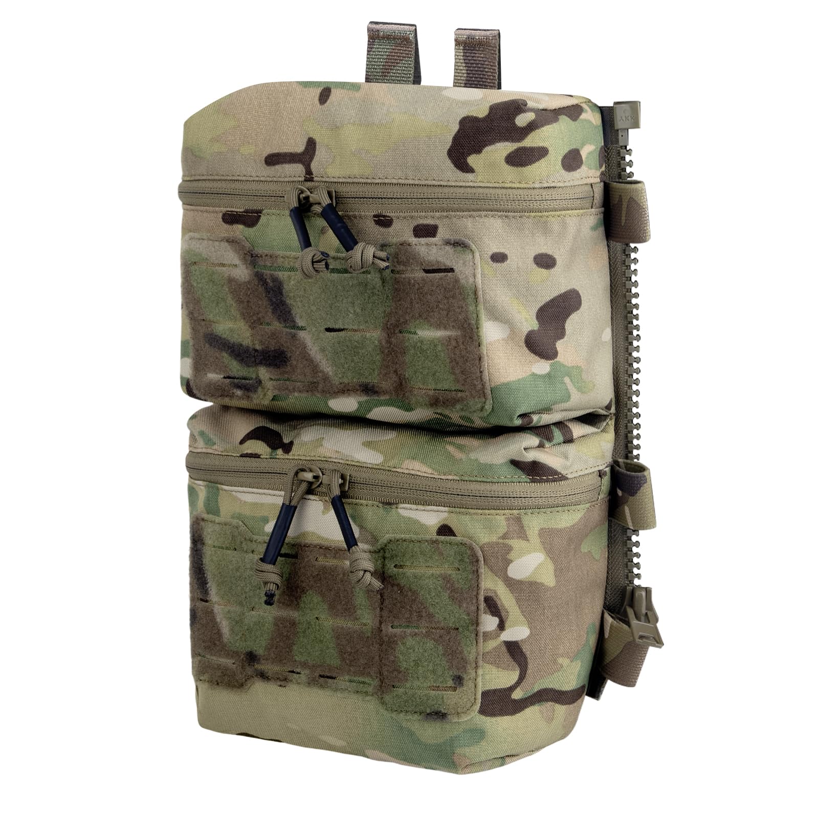 KRYDEX GEAR Tactical Back Panel Doppio Pouch Assault Zip On Modulare Zaino per V5 gilet, Mc, 11.5 x 8.25 inches, Tattico